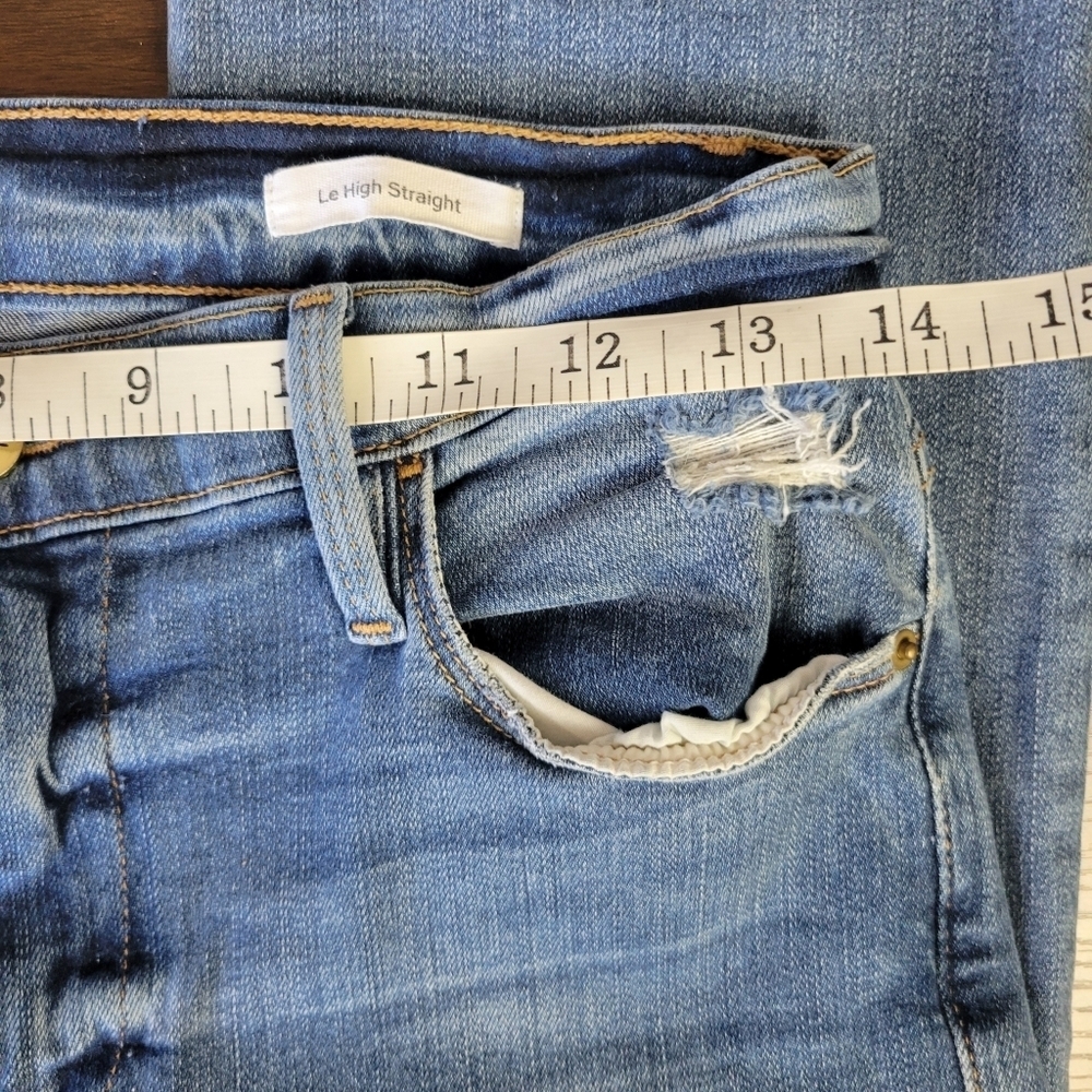 FRAME // le high straight medium blue super soft stretch denim roxton - Picture 13 of 16